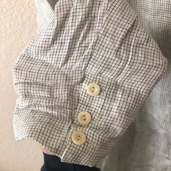 Eileen Fisher Organic Linen Slub Check Soft White Jacket - Size Large - Picture 3 of 6